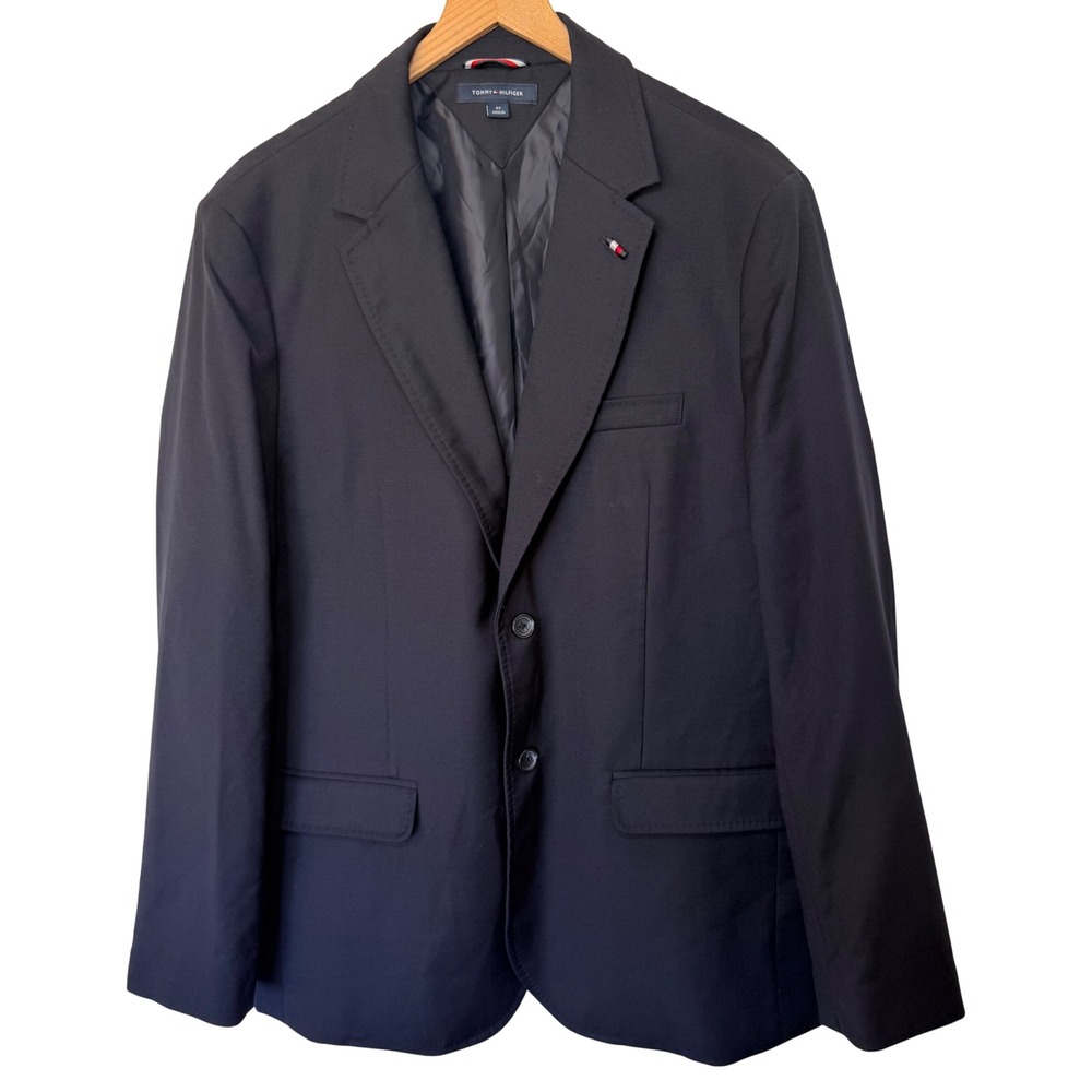 Tommy Hilfiger Blazer Mens 44 Navy Blue Office Sport Coat Preppy Ivy League